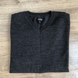 Men’s merino blend v-neck sweater.